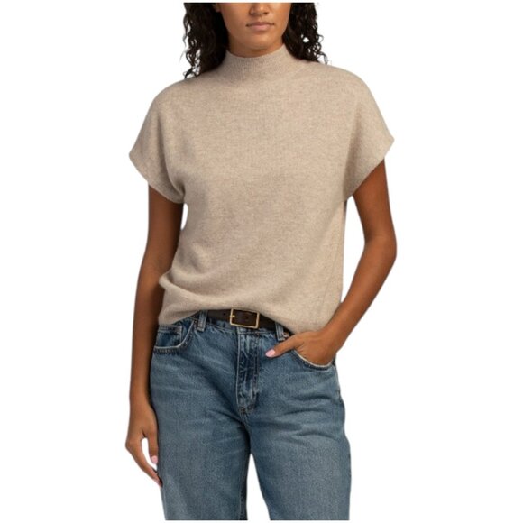 TAHARI Cashmere Mock Neck Short Sleeve Sweater - Picture 1 of 2